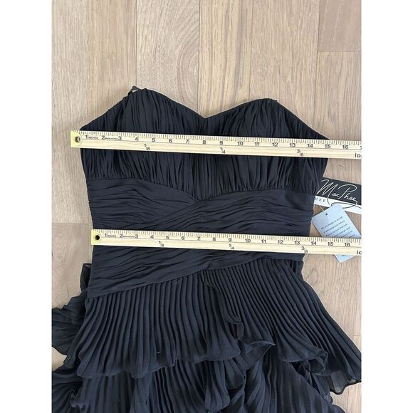 NWT Dalia MacPhee Dress 6 Black Formal Ruffle Strapless Tiered gown Nordstrom - Picture 9 of 12